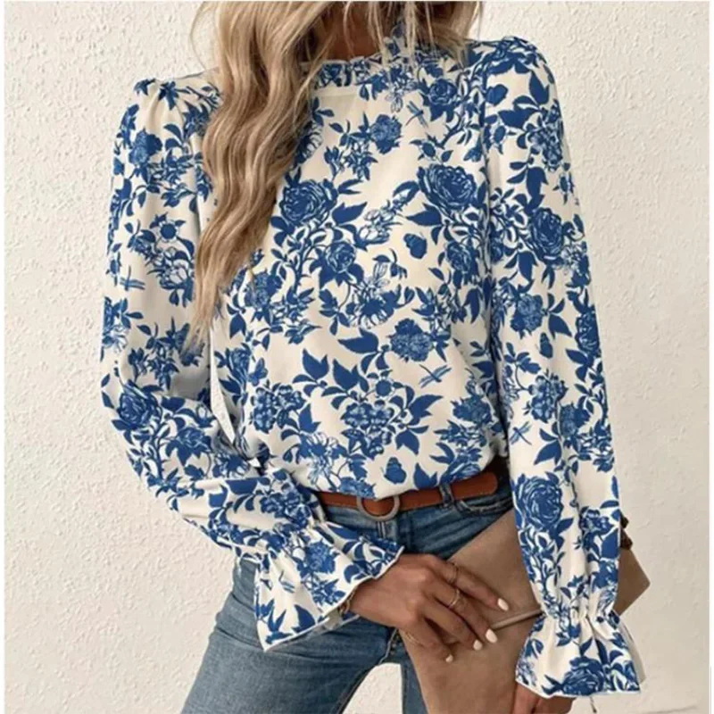 Autumn Winter Y2K Fashion Harajuku All Match Shirt Women Sweat Floral Female Clothes Casual Print Tops Chic Long Sleeve Pullover