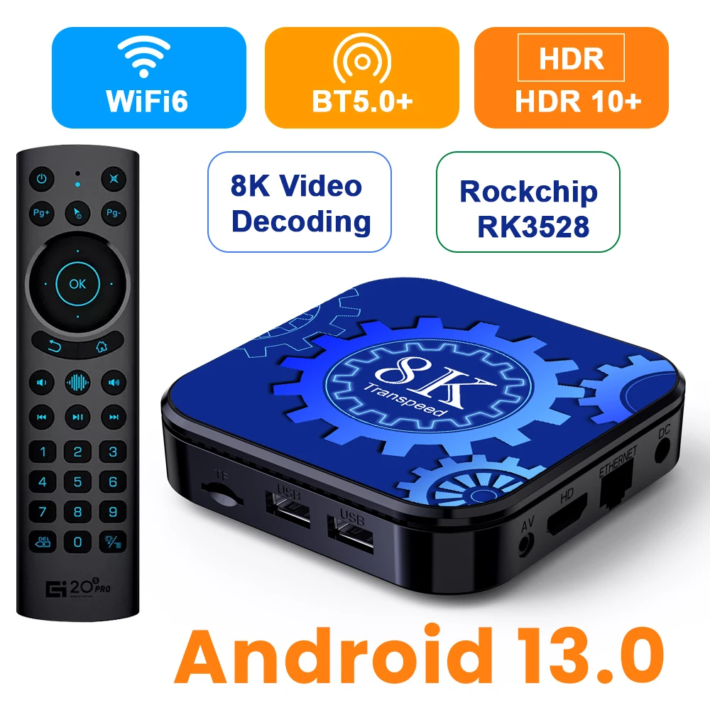 Transpeed-Boîtier décodeur TV Android 12, WiFi 6, BTpig H618, prend en  charge 8K, 4K, façades