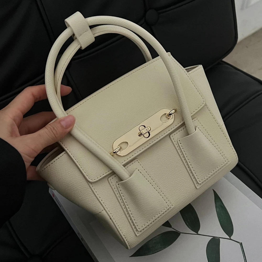 

Fashion Simple Lock Bat Bag\Handbag Genuine Leather Women Tote Bag Nice Real Leather Unique Female Shoulder Crossbody Bag