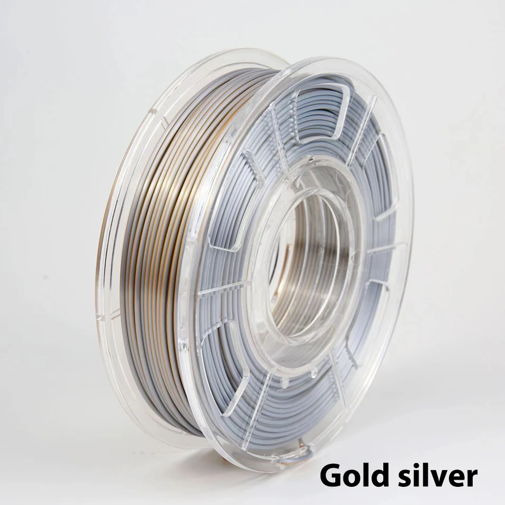 듀얼 컬러 PLA 필라멘트 3D 프린터, 실크 레드 블랙 골드, 2 색 3D 인쇄 재료, 매직 승화 듀오톤, 250g, 1.75mm