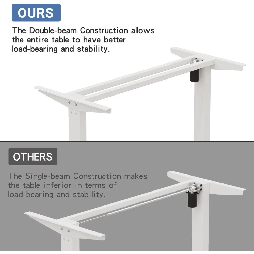 "height-adjustable 55" x 30" electric sit-stand desk with split surface for home office use"