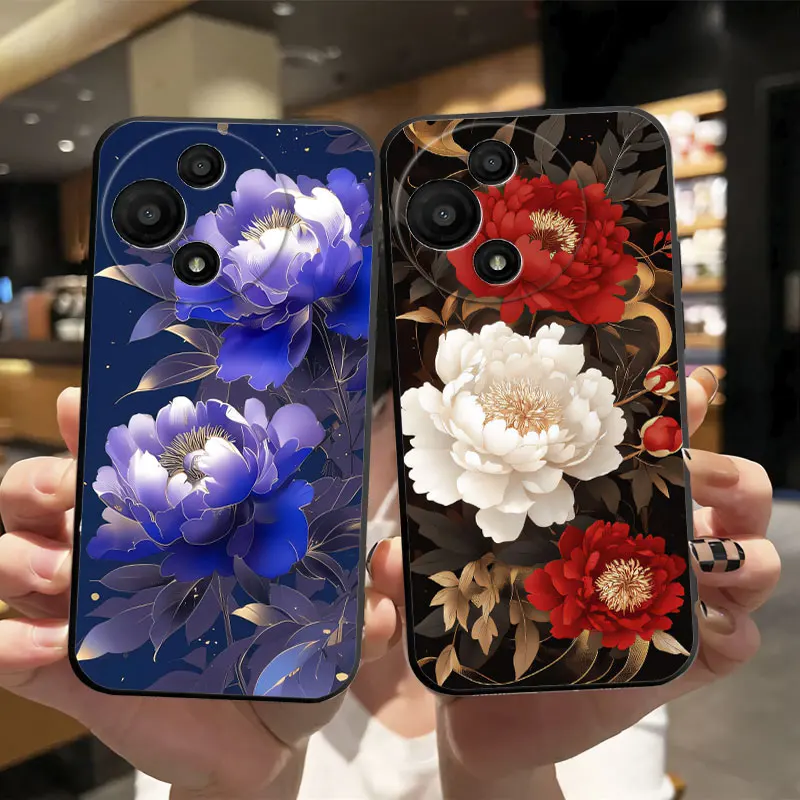 Fashion Print Black Silicone Phone Case - Soft Protective Cover
