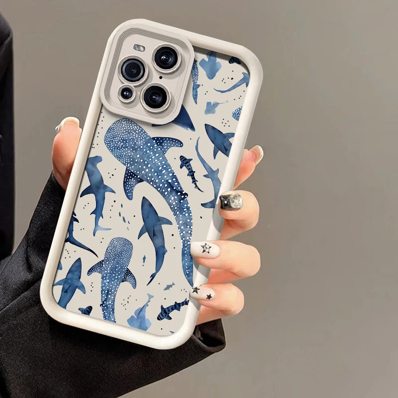 Shark Print Matte Soft Silicone Phone Case
