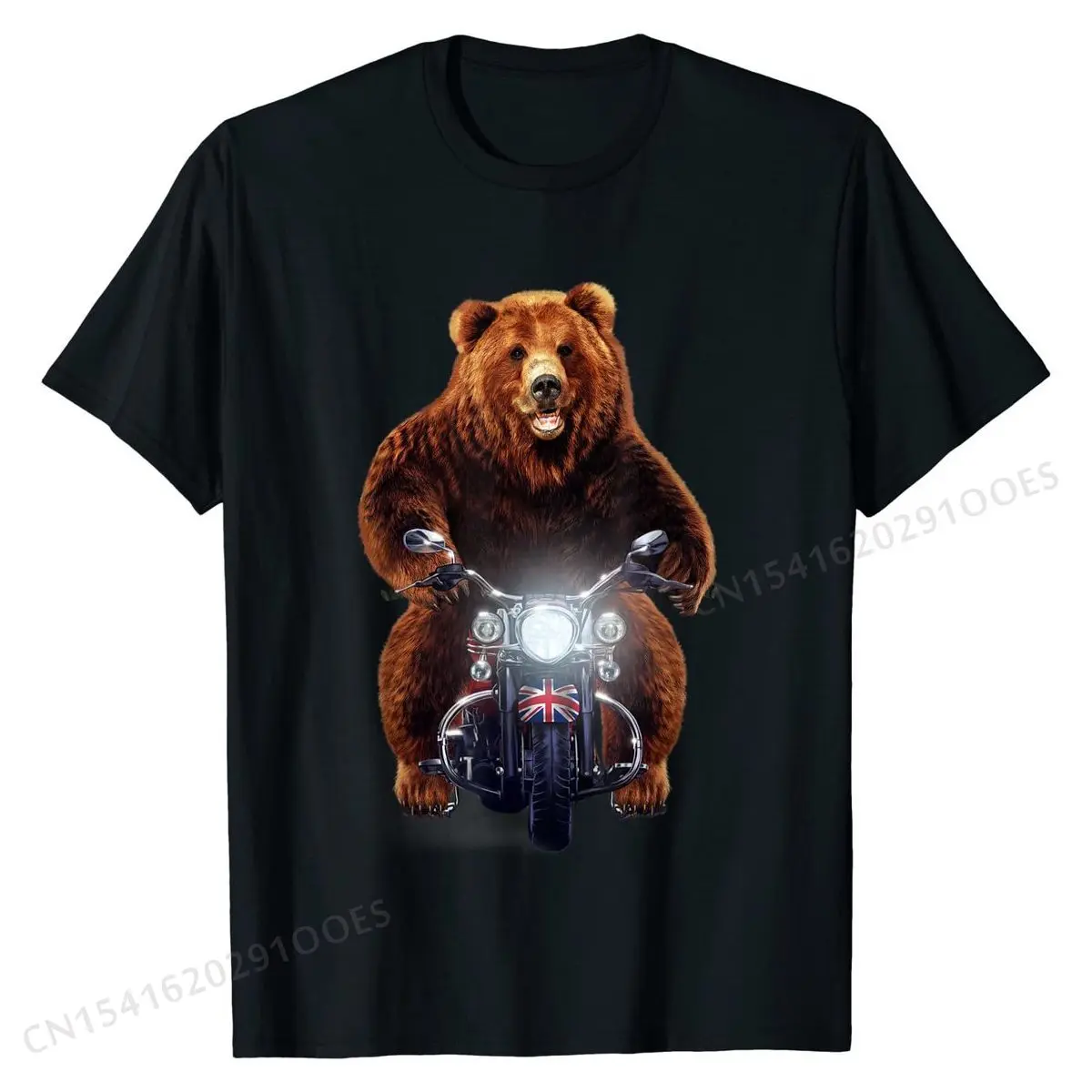 

Biker Grizzly Riding Motorcycle T-Shirt Hip hop Men T Shirts Dominant Cotton T Shirt Normal