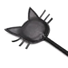 57CM Cat Shape Top Leather Long Straight Whip Riding Crop Flogger Dressage Whipps Paddle Slapper Horse Training 3