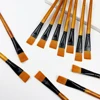 12pcs Wide Flat Acrylic Paint Brushes - 3/4 Inch Synthetic Nylon Bristles for Detail Art Painting, Oil, Watercolor - Bulk Paint 4