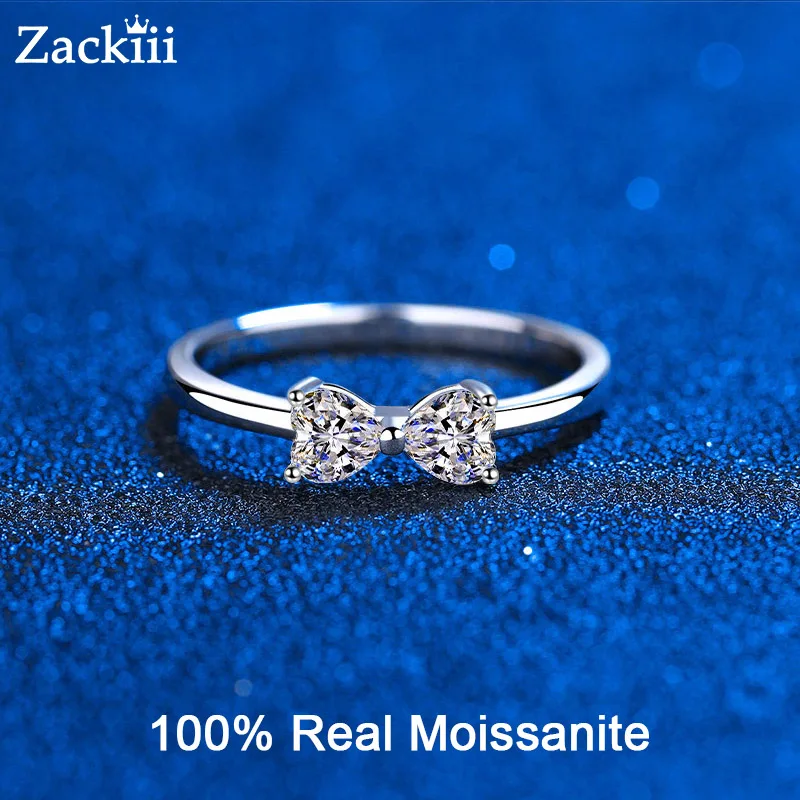 

Кольцо Zackiii из муассанита с сердечком 100% карат для женщин, 4 мм, D, цветные лабораторные Блестки с бриллиантами, прочные серебряные и белые Позолоченные ювелирные изделия