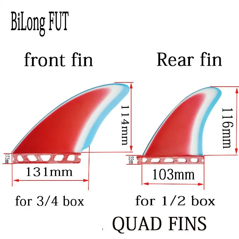 BiLong Futures CONTROLLER Surfboard Fin Keel Quad Fin Black-Surf Surfing Water Sports Performance Glass (PG) Fins