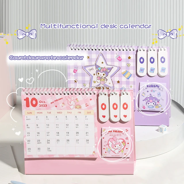 Calendário De Mesa Sanrio 2024 Anime Em Pé Flip Semanal Bloco De