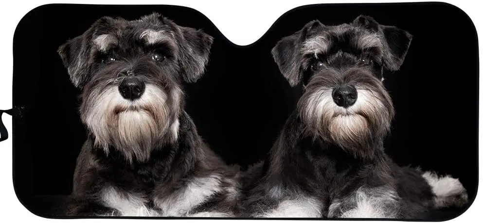 

ELEQIN Car Windshield Sunshade, Keeps Out UV Rays, Protectors Vehicle Interior,Funny Schnauzer Printed Car Sun Visor Black