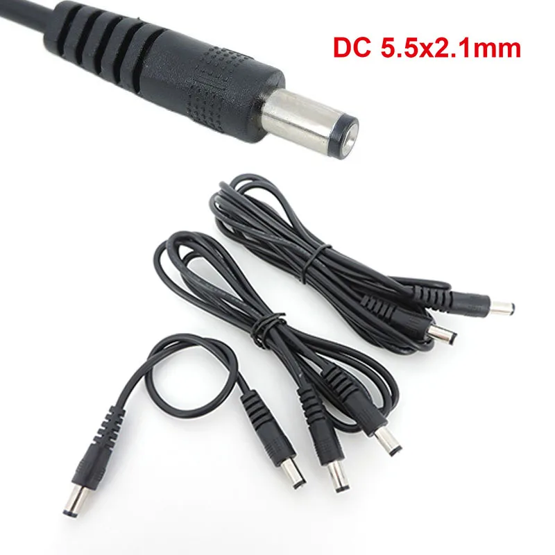 

10pcs 0.5m/1M/2M 12V DC Power supply Connector Extension Cable Male To Male Plug 5.5 x 2.1mm CCTV Camera Adapter Cords h