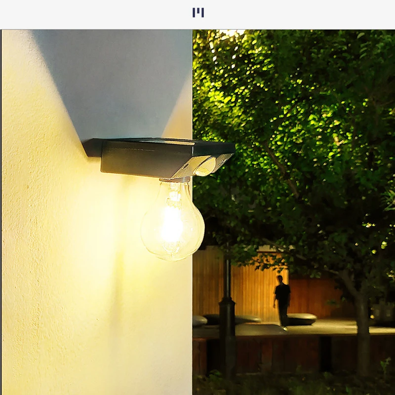 Solar LED Tungsten Filament Bulb Lamp COB Bulbs Light Control Human Body Induction Wall Lamp Waterproof IP65 For Outdoor Garden
