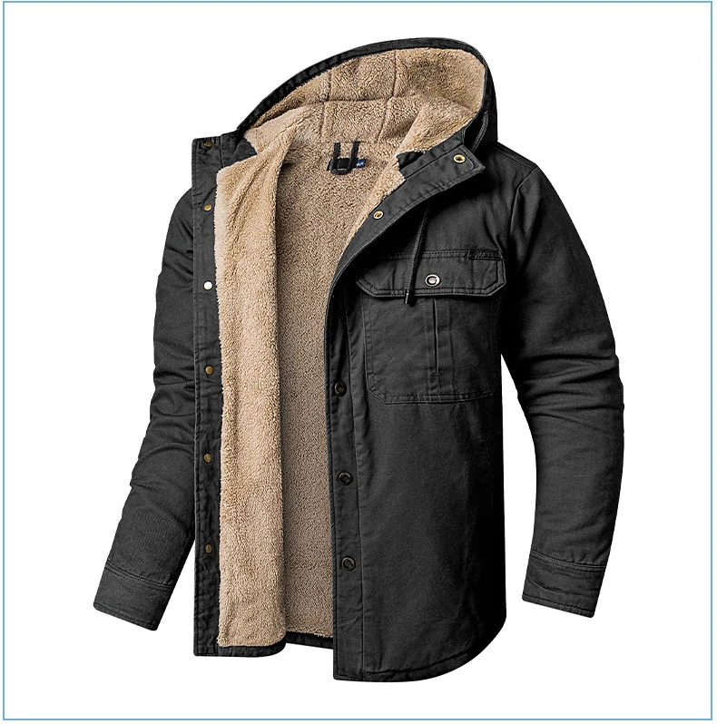 Thermal Thick Coat Parka USA SIZE Winter New Oversize Parkas Warm Korean Style Thick Men's Hooded Thick Fleece Winter Jacket