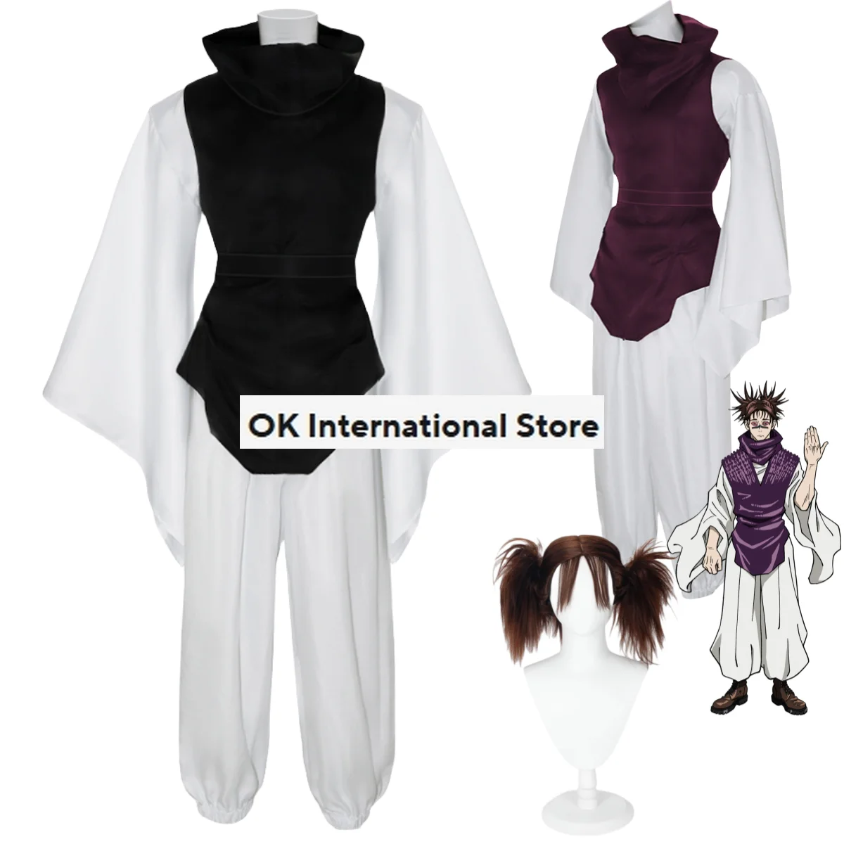 

Anime Jujutsu Kaisen Choso Cosplay Costume Wig Black Wine Red School Uniforms Full Set Adult Man Halloween Carnival Suit