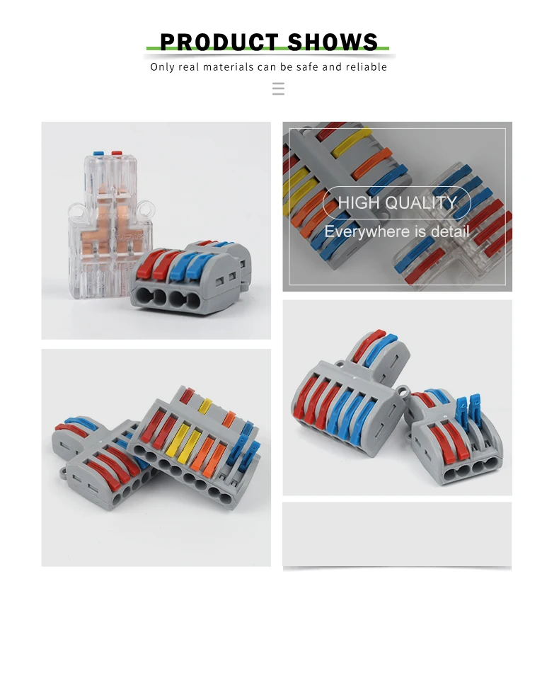 Description Picture 6 of itemQuick Wire Connector Universal Electrical Cable Push-in Terminal Block Conductor Lever Crimp SPL 42/62/82 Butt Home Junction Box