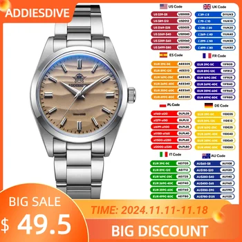 ADDIESDIVE Top Brand Men Quartz Watch Simple Stainless Steel Bubble Mirror Pot Cover Glass 100M Dive Watches AD2030 Reloj Hombre 1