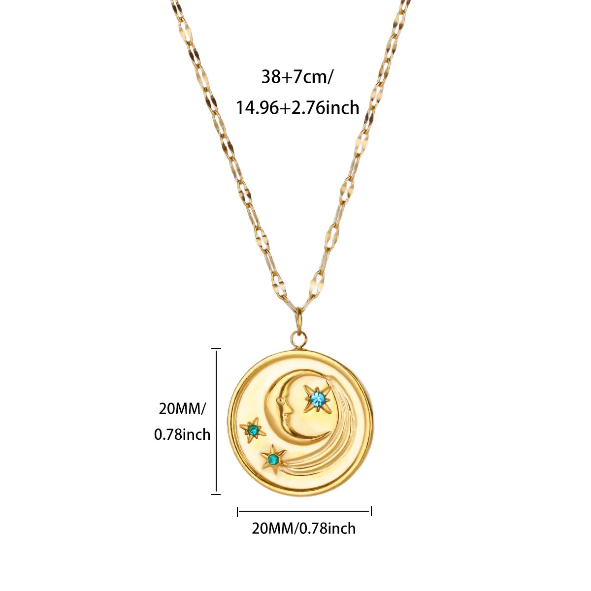 Star&Moon Coin Pendant Necklace For Women
