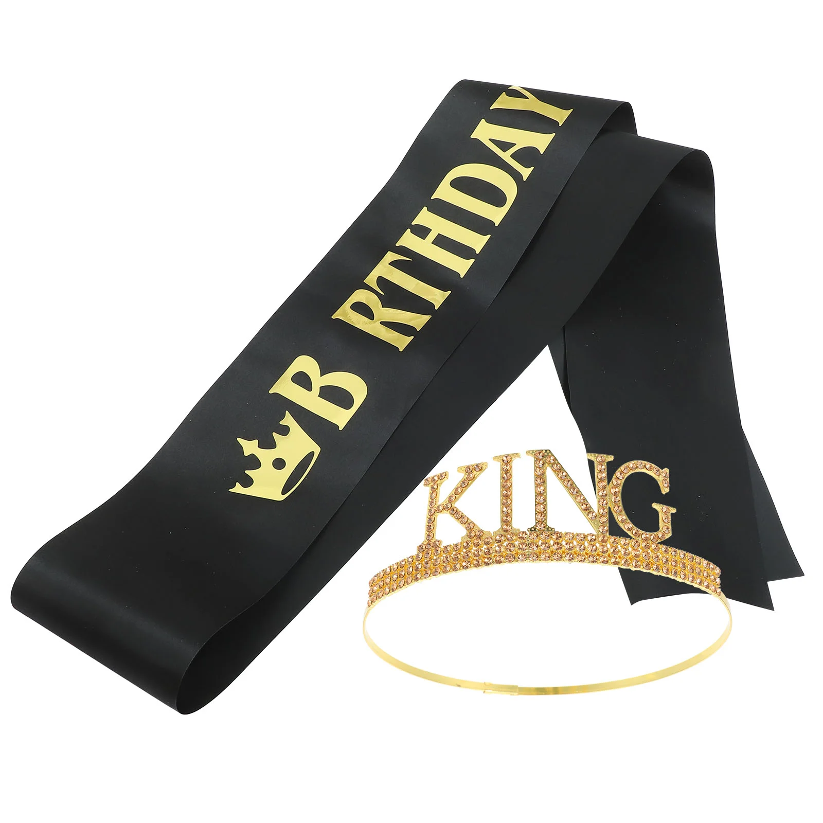 

1 set of Birthday Crown and Sash Set Rhinestone Tiara Set Birthday Tiara and Sash