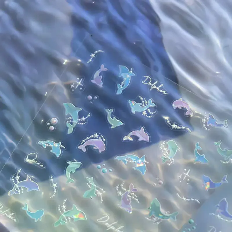 Summer Shiny Blowing Bubble Nail Decorations Nail Art Stickers 5D Shell Light Bubble Transfer Slider Sticker DIY Manicure Decals