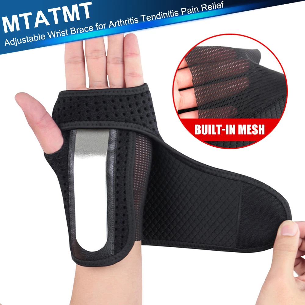 MTATMT 1Pcs Carpal Tunnel Wrist Brace Adjustable Wrist Support Brace Wrist Compression Wrap for Arthritis Tendinitis Pain Relief newest 1pc wrist guard band brace wrist support carpal tunnel sprains strain strap sport pain relief bandage accessory black