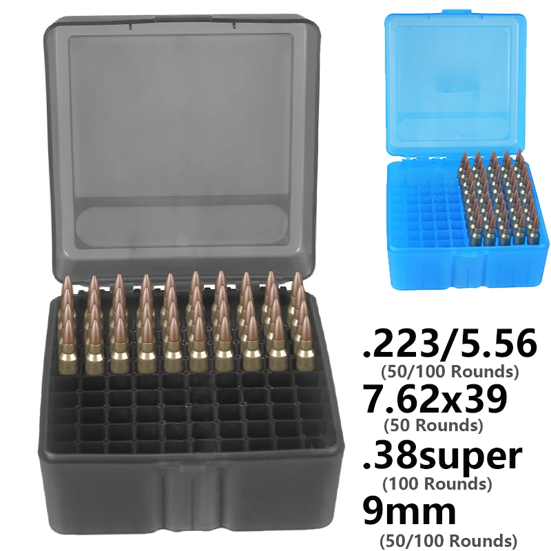 MTM P50-45 Boite à Munitions 10mm, 40S&W, 45ACP Bleu Transparen