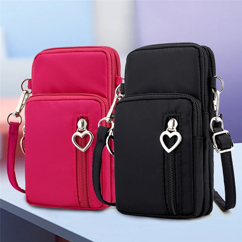 

New Coin Bag Mini Nylon Crossody Cell Phone Cash Messenger Shoulder Bag Strap Wallet Pouch Bag Purse Waterproof 2023