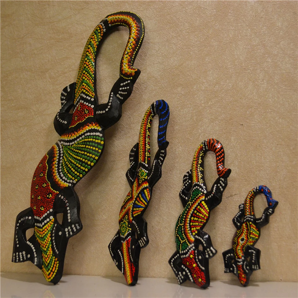 Gecko Mural en Bois 50cm - Décoration Exotique - Coco Papaya