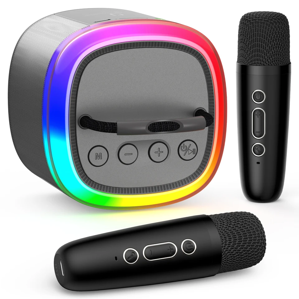 Portable Mini Karaoke Machine with Wireless Microphones