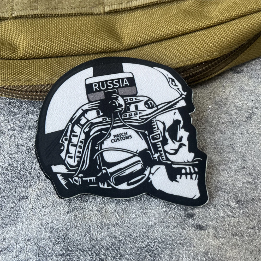 Chevron „Skull Operator“ Moralabzeichen-Aufnäher, Militär-Emblem, taktisches Armband, Klettverschluss, Kleidung, Rucksack, Zubehör, Aufkleber