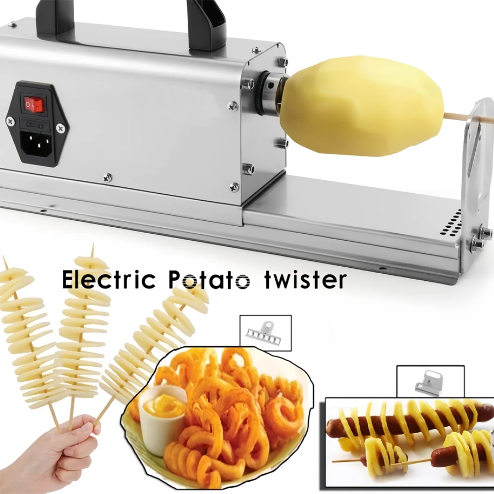 Electric 3 in1 Tornado Potato Cutter Curly Fries Twist Hot Dog Potato Twister 110/220V Spiral Potato Cutting Machine
