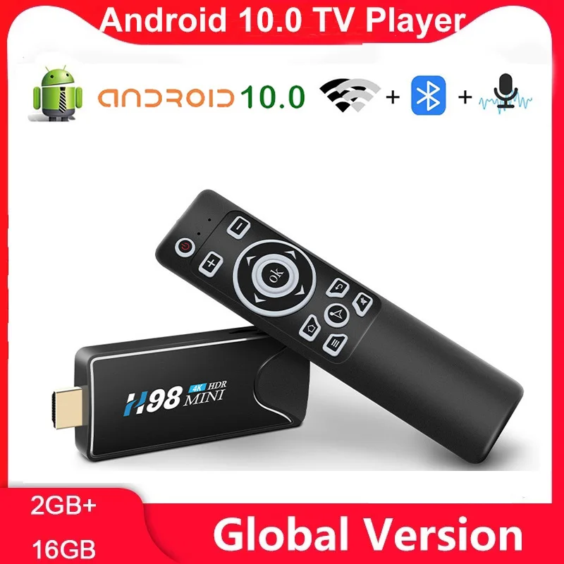 

New H98 Mini 4K Tv Dongle Android 10.0 HDR H.265 Ram 2GB Rom 16GB Bluetooth 4.0 Miracast TV Stick For DLNA For AirPlay Mini Pc