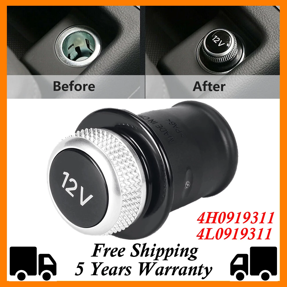 12V For Audi A3 A4 A5 A6L Q3 Q5 RS7 Car Cigarette Lighter Cover Chrome
