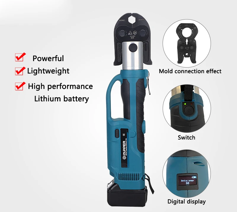 Rechargeable Stainless steel pipe Crimper PZ-1550 Electric clamp 12-54mm thin-wall Stainless steel /Copper pipe Crimping tool ultrasonic flow meter split type pipe transducers flange tuf 2000sw dn15mm 1000mm wall mounted digital flowmeter