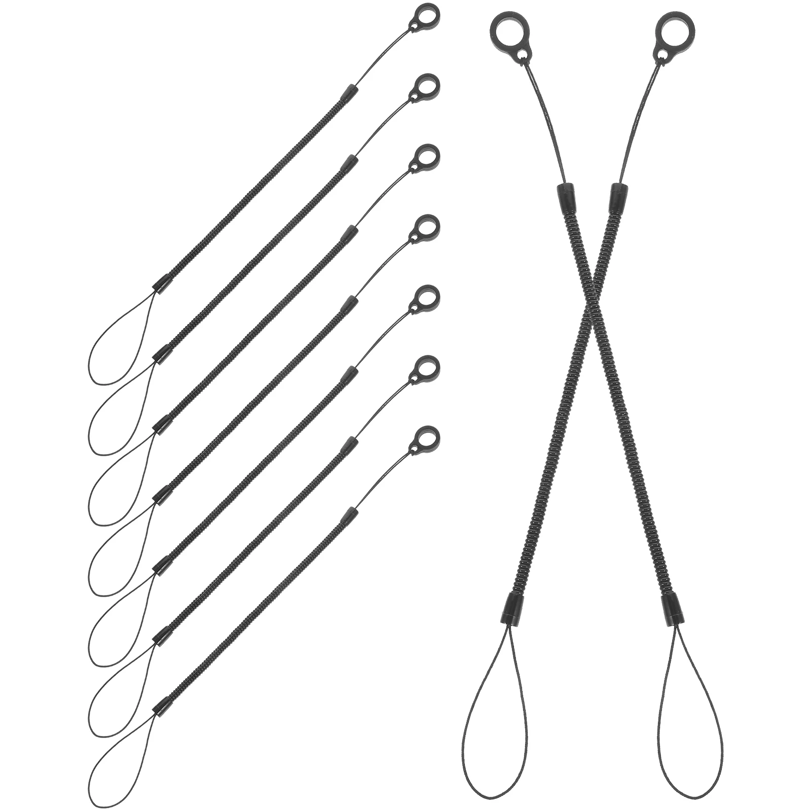 GARIOUANS 6stuks Verstelbare Anti-verlies Stylus Pen Lanyard Met Veer Ontwerp Voor Tablets Telefoons Eenvoudig Te Bevestigen Verwijderen Zwart Voor Kantoor Schoolgebruik