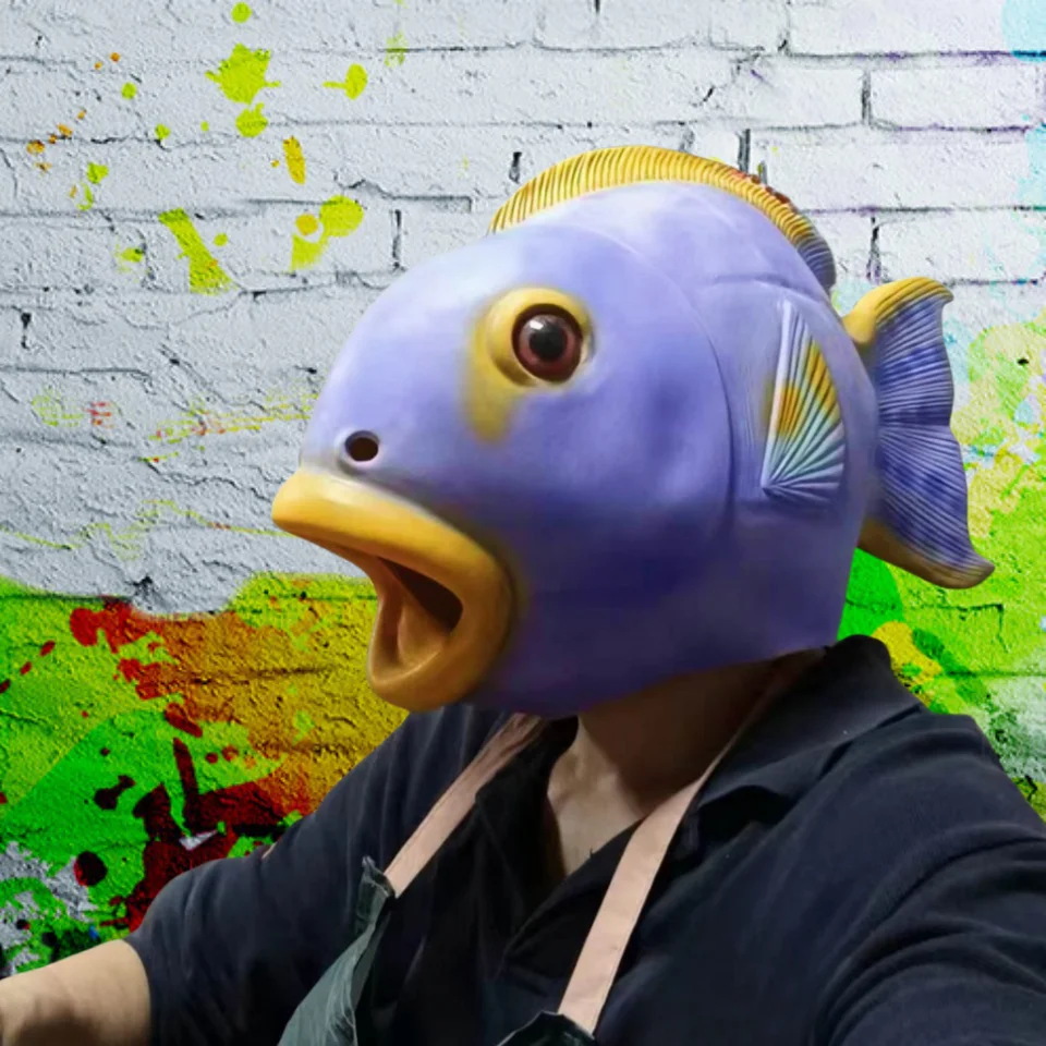 Trump Mask Halloween Latex Fish Head Mask - Funny Animal Halloween Costume  For Parties \u0026 Cosplay Funny Party Mask, image size:960x960