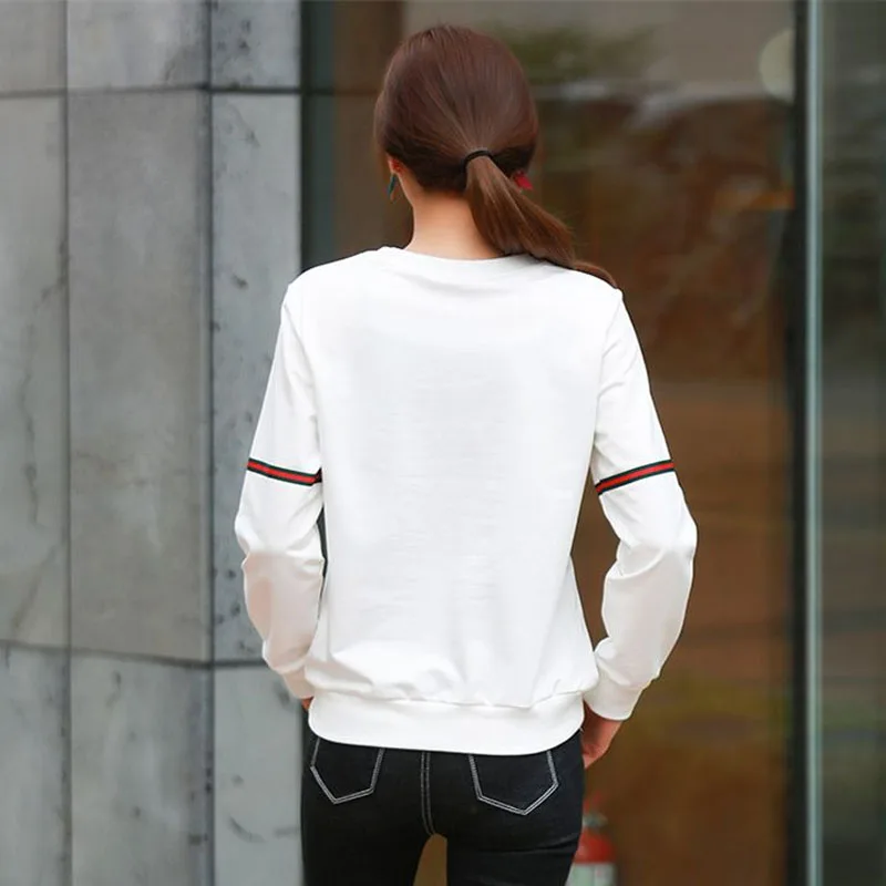 Spring Lady New Loose Appear Thin Long Sleeved Thin Style Korean Round Neck Patchwork Contrasting Colors Insert All-match Tops 2