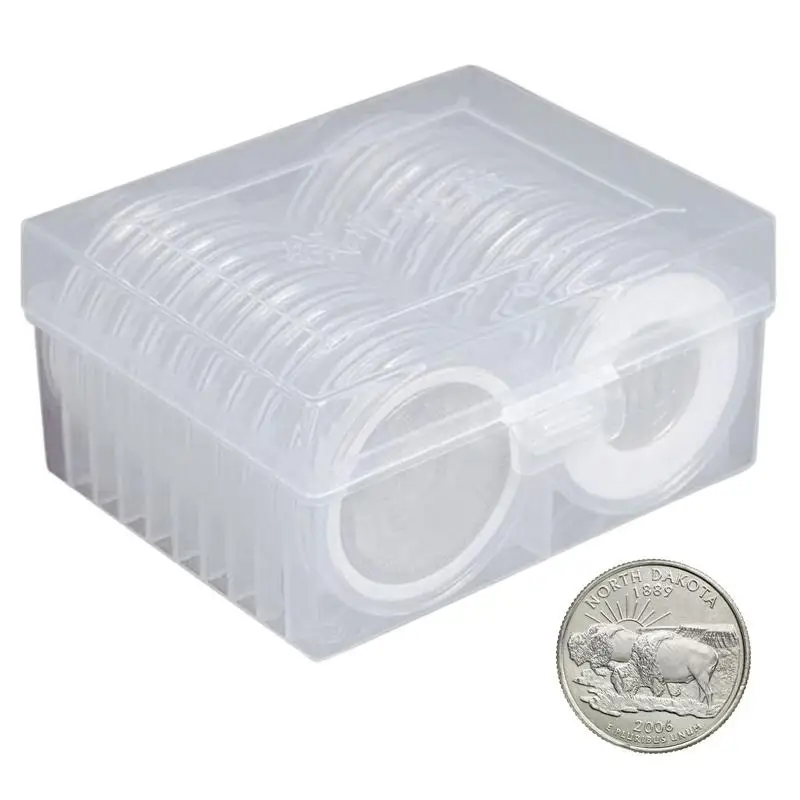 

Coin Case 20 Pcs Coin Holder With 7 Sizes Protect Gasket Coin Holder Case With PP Storage Organizer Box For Coin Collection