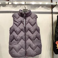 Women's Fashionable Lightweight down Cotton Vest Autumn Winter Casual Style Sleeveless Pure Color Warm Shoulder Pad Jacket