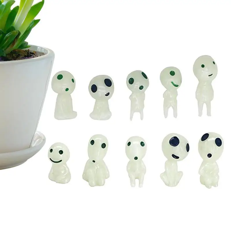 

10pcs/set Princess Mononoke Luminous Tree Elf Spirit Dolls Glow In Dark Action Figure Resin Model Cartoon Figurines Mini Toy
