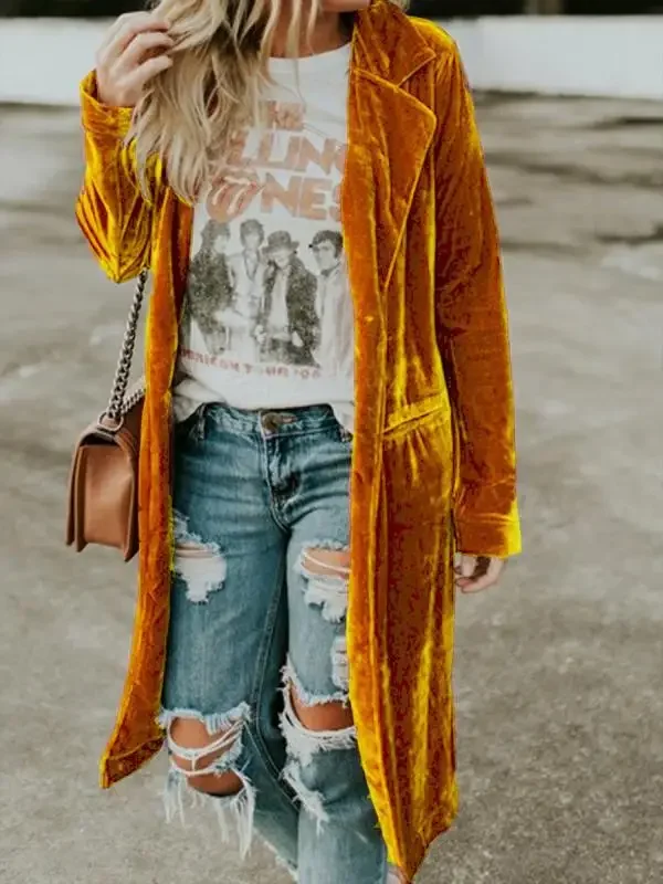 

2024 Spring Velvet Women's Coat Black Oversize Long Sleeve Classic Coat Windbreaker Female Fashion Trendy Elegant Jacket Ladies
