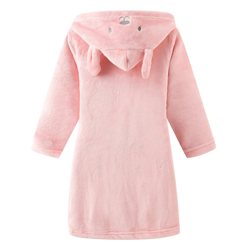 Children's rabbit-ear nightgown flannel cute boy thickened girl coral velvet nightgown autumn and winter four seasons b