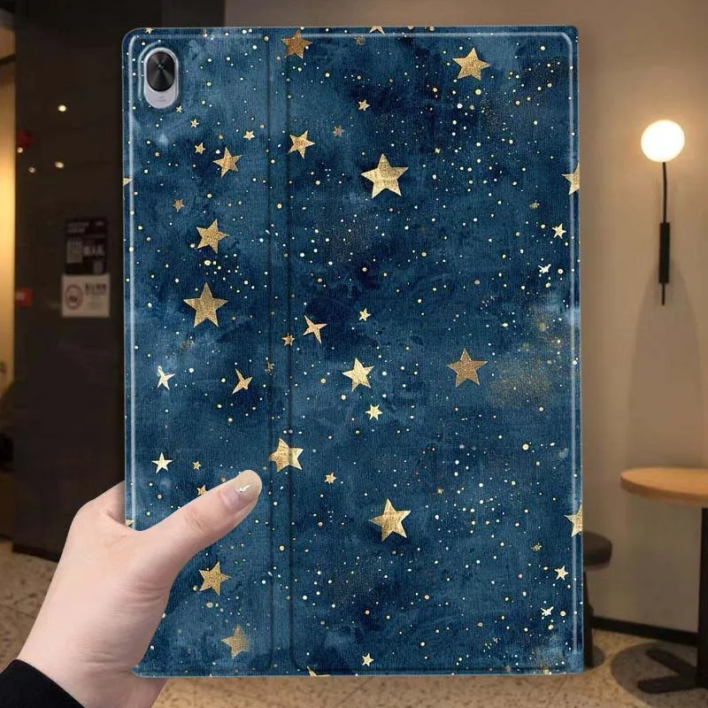 Blue Gold Starry Sky Pattern Tablet Case