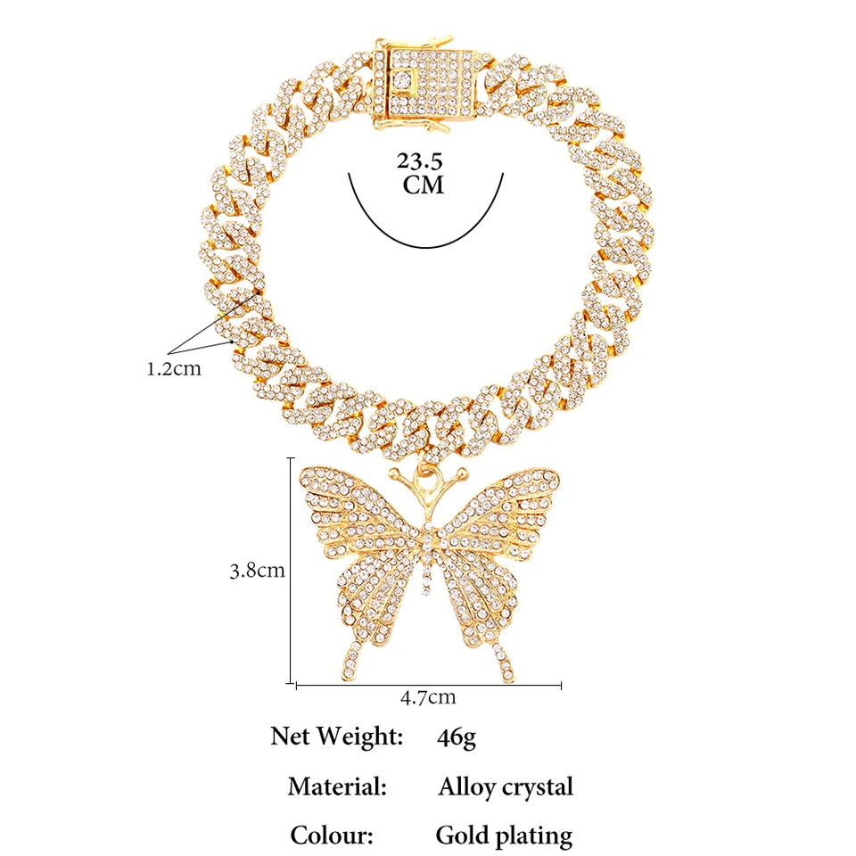 Collier Tour De Cou Papillon Cristal - Marque - Modèle - Argent