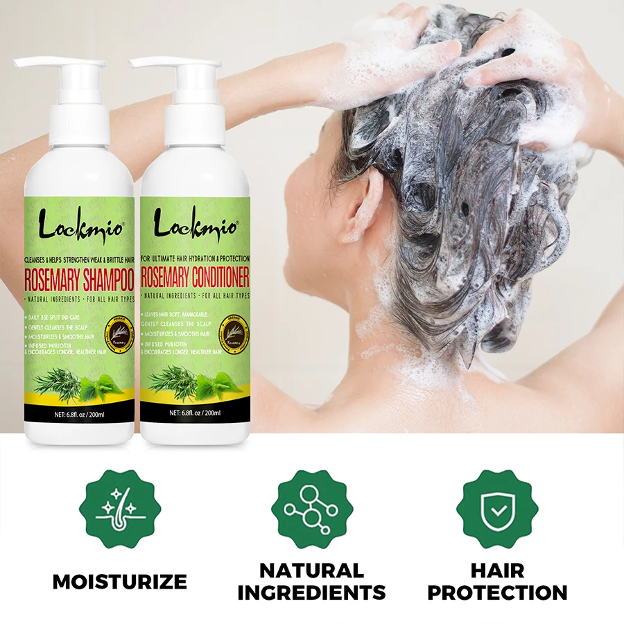 LOCKMIO 200ml Shampoo and Conditioner with Rosemary Mint Hair Care Products Kit For Stronger and Healthier Hair hair care products