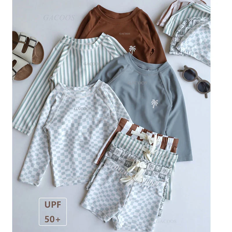UV Baby Boy Swimsuit One Piece Swimming Jumpsuit Ruffles Bathing Suit SPF 50+ Long Sleeve Kids Swimwear for Girls 1-7 Years