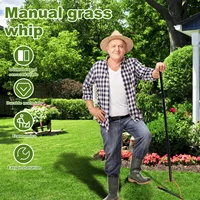 Grass Whip with Double-Edged Serrated Sharp Steel Blade Manual Weed Grass Cutter with 30 Inch Handle Handheld Weed Whacker 2