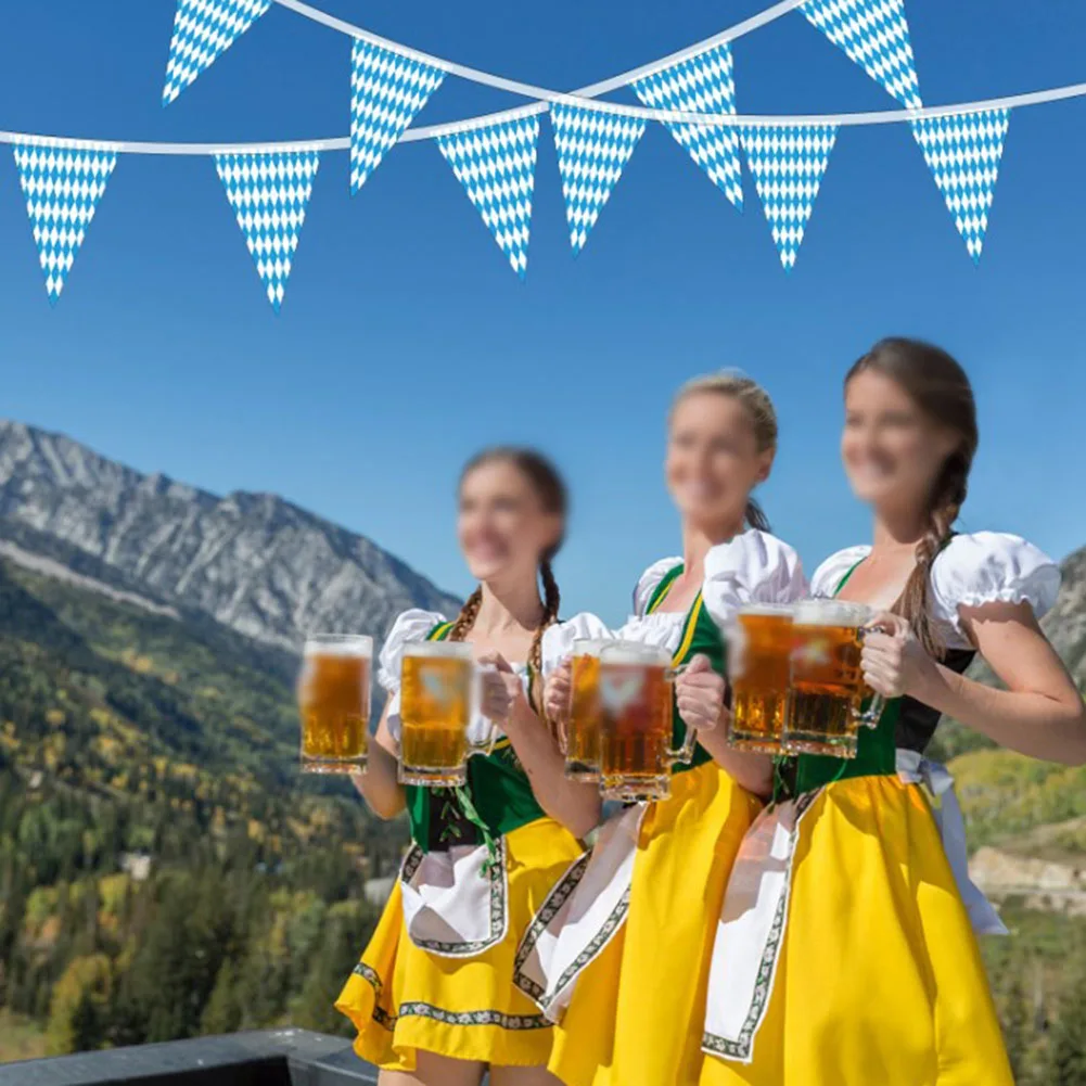 1 Stück 10m Oktoberfest Wimpelkette Bayerische Dekoration Banner Oktoberfest Girlande Wimpel Wasserdichte PE Außendekoration – Detail 4