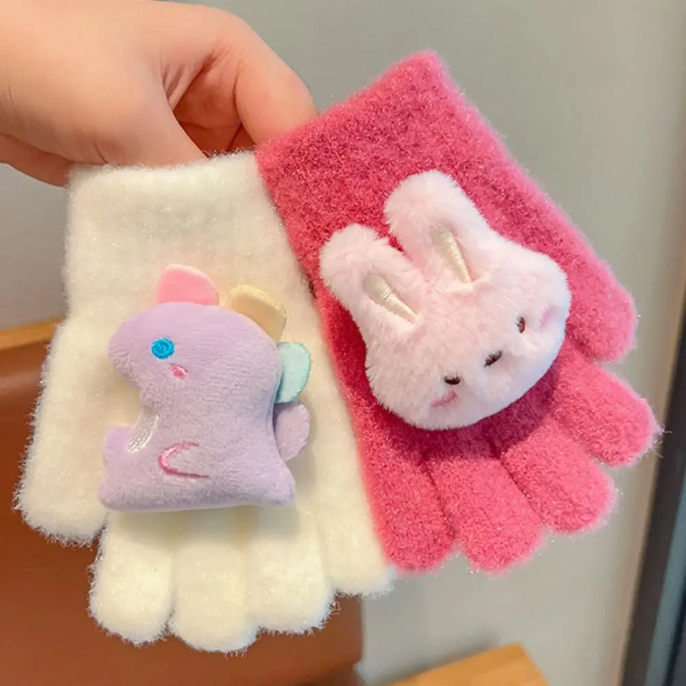 3-8 Years Rabbit Baby Mittens Knitted Children Boys Girls Winter Cartoon Animal Kids Gloves Warm Gloves Cycling Skiing
