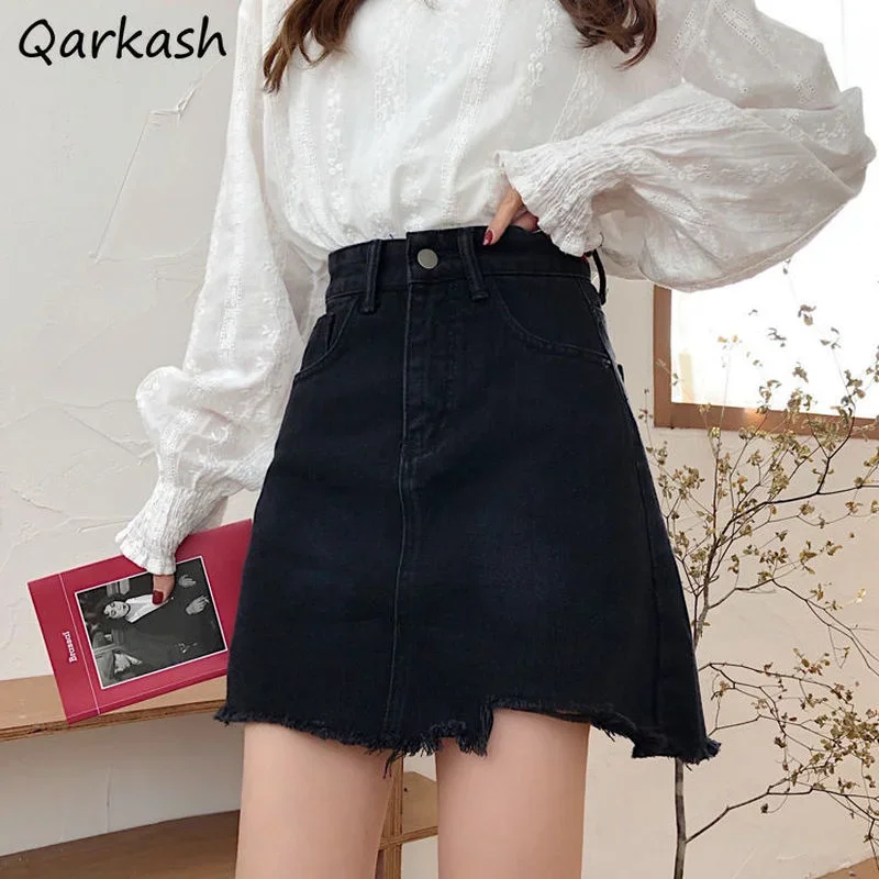 

Mini Skirts Women Black Summer Denim Empire Simple Ulzzang Daily Students Leisure Female Basic All-match Harajuku Bottom Retro