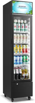 Commercial Beverage Cooler, 7.71 Cu. Ft Single Door Display Fridge for Beer & Soda 1